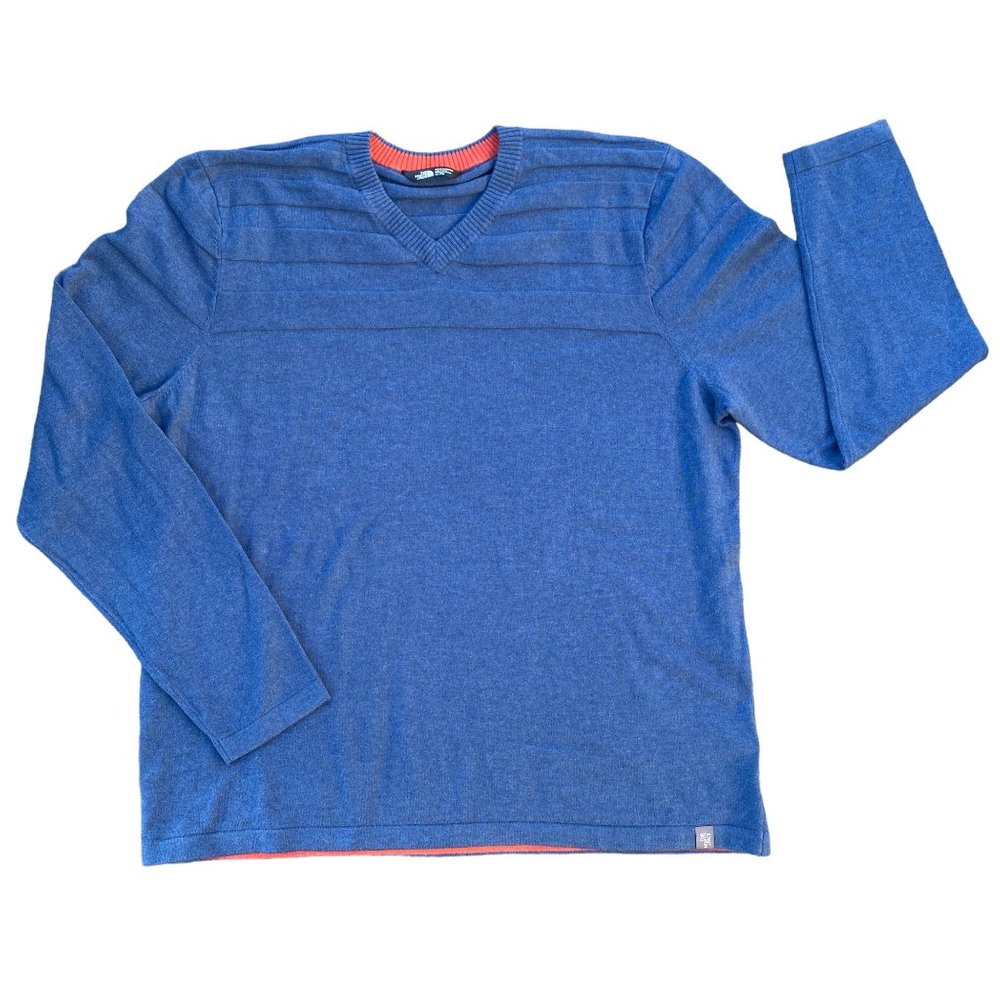 The North Face Mt. Tam Wool Blend V-Neck Tonal Stripe Rugged Classic Sweater-XL